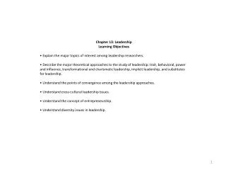 Chapter 13: Leadership Learning Objectives