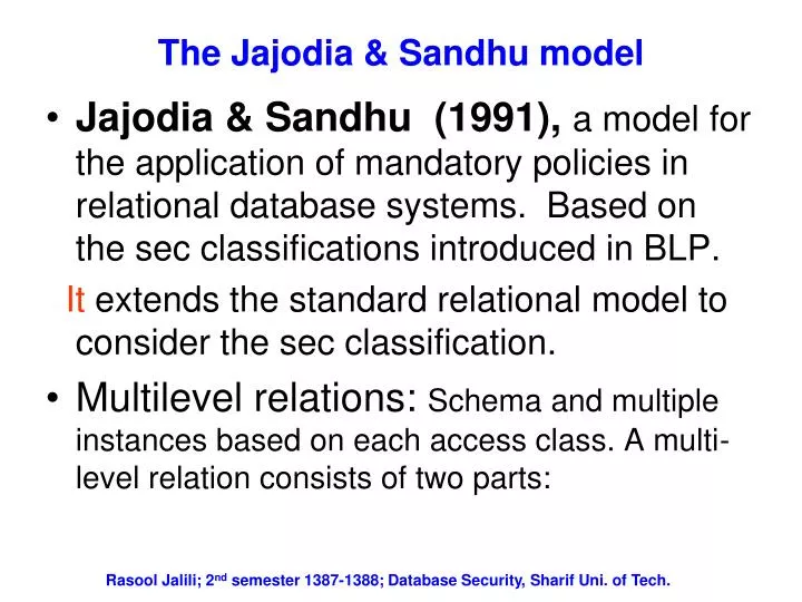 the jajodia sandhu model