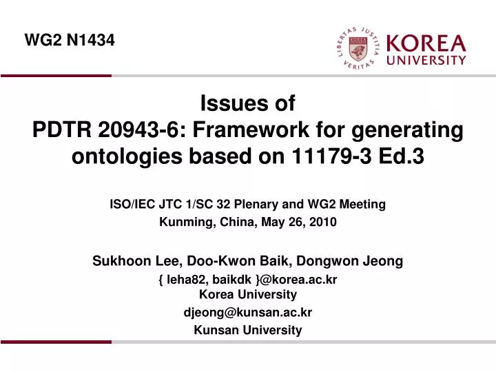 issues of pdtr 20943 6 framework for generating ontologies based on 11179 3 ed 3