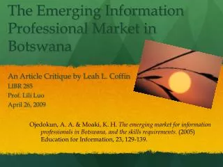 The Emerging Information Professional Market in Botswana