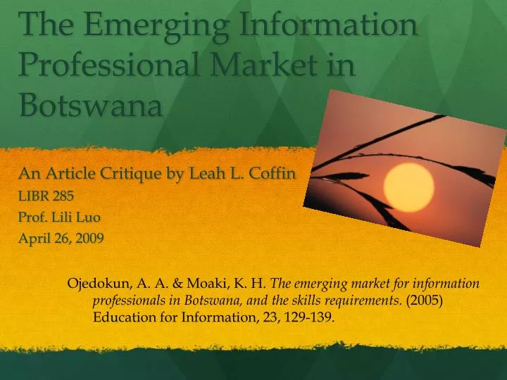 the emerging information professional market in botswana