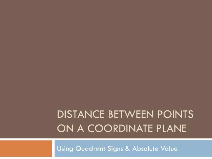distance between points on a coordinate plane