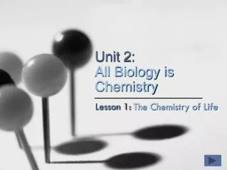 Unit 2: All Biology is Chemistry