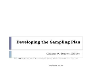 Developing the Sampling Plan