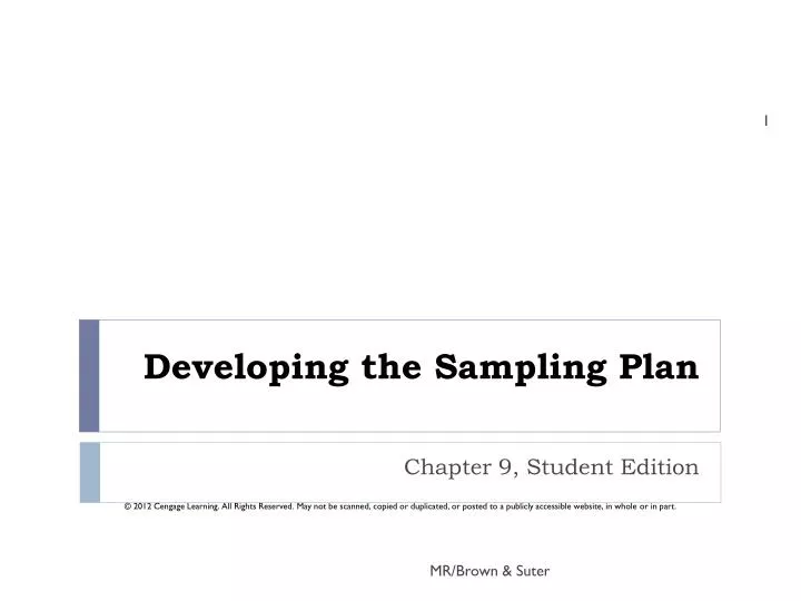 developing the sampling plan