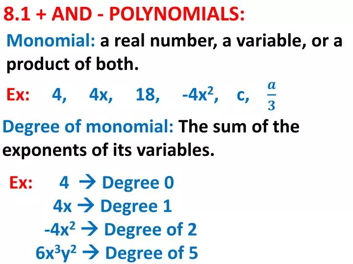 8 1 and polynomials