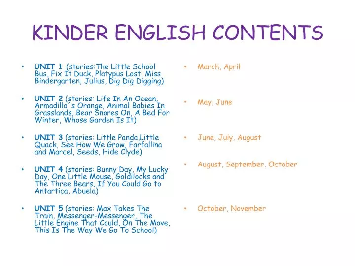 kinder english contents