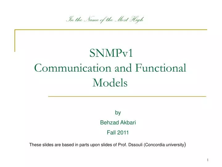 snmpv1 communication and functional models