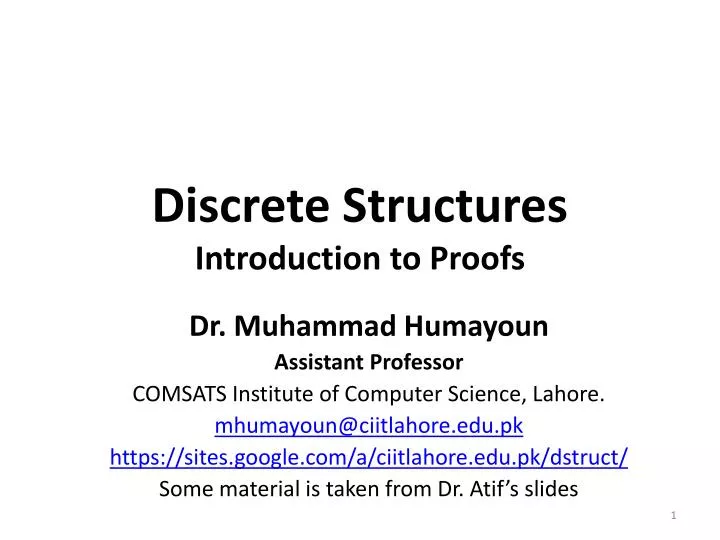 discrete structures introduction to proofs