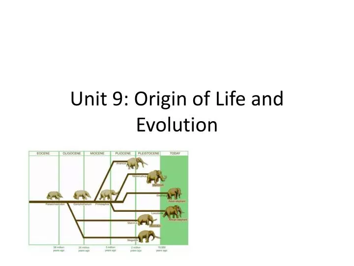unit 9 origin of life and evolution