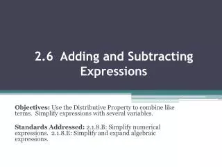 2.6 Adding and Subtracting Expressions