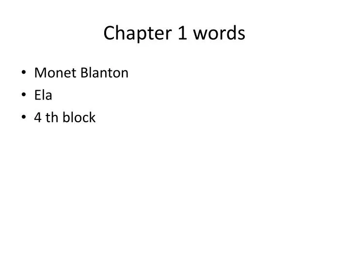 chapter 1 words