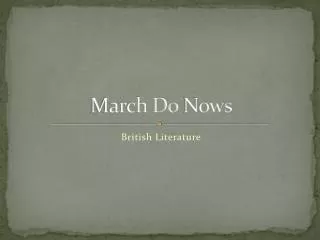 March Do Nows