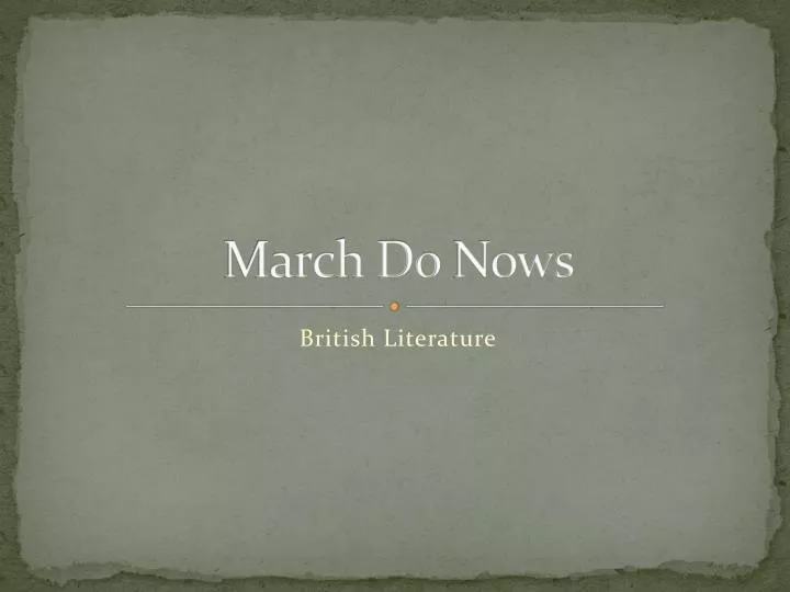 march do nows