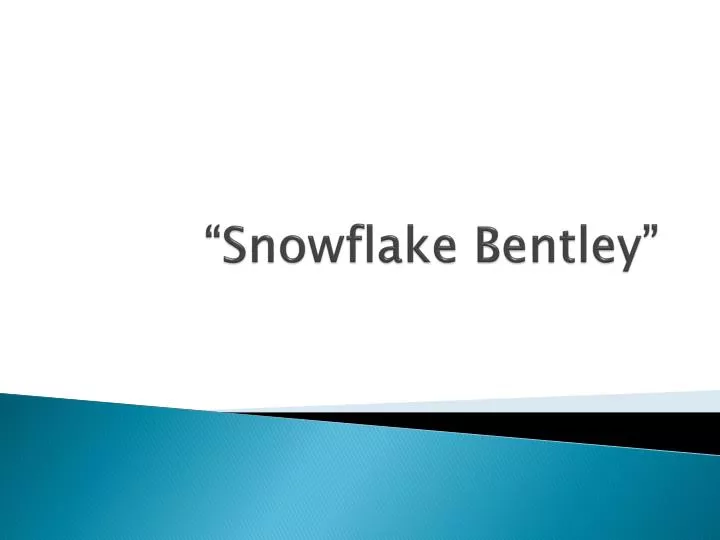snowflake bentley