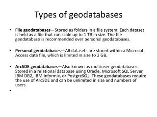 Types of geodatabases