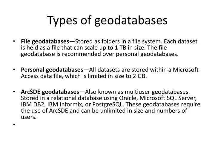 types of geodatabases