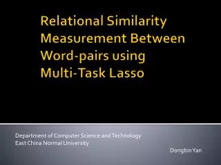 Relational Similarity Measurement Between Word-pairs using Multi -Task Lasso