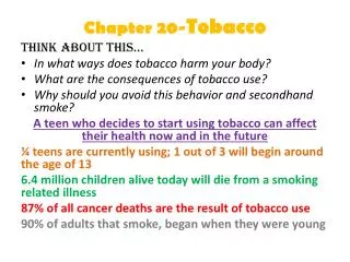 Chapter 20- Tobacco