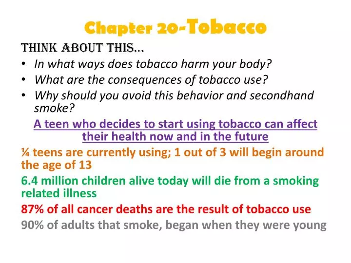chapter 20 tobacco