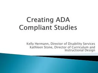 Creating ADA Compliant Studies