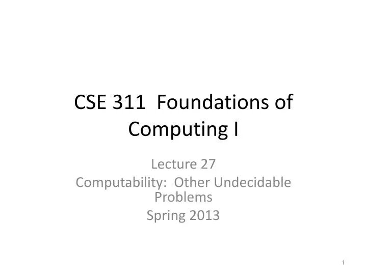 cse 311 foundations of computing i