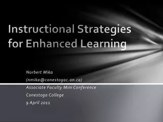 Instructional Strategies for Enhanced Learning