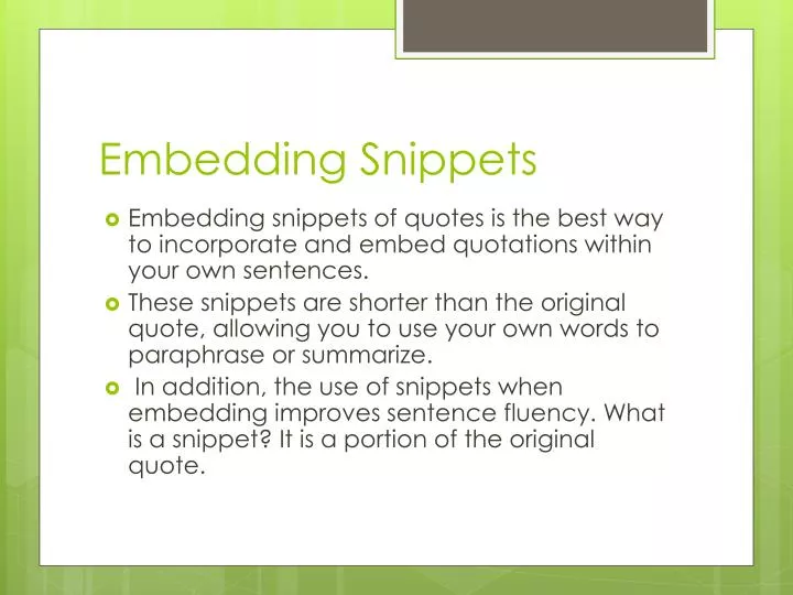 embedding snippets