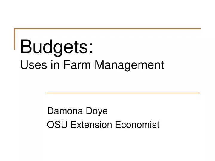 budgets uses in farm management