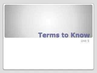 Terms to Know