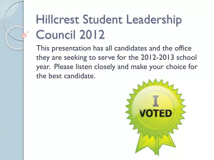 hillcrest student leadership council 2012