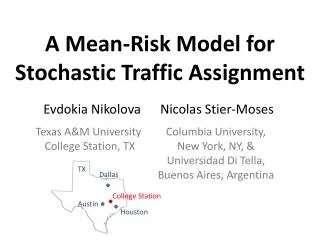 A Mean-Risk Model for Stochastic Traffic Assignment