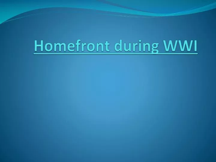 homefront during wwi