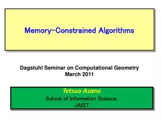 Memory-Constrained Algorithms