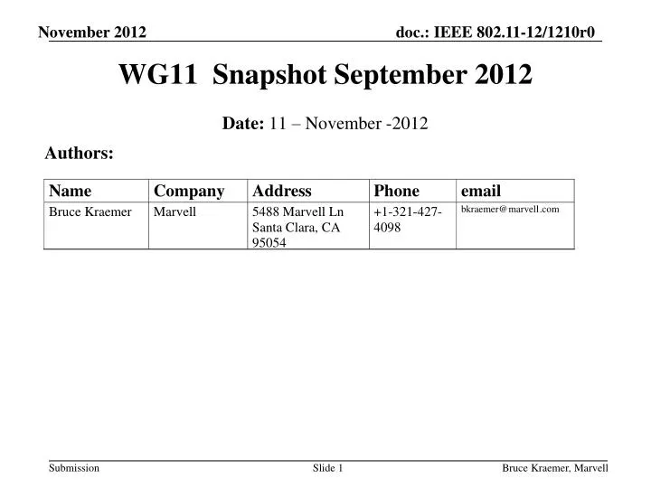 wg11 snapshot september 2012