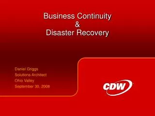 Business Continuity &amp; Disaster Recovery