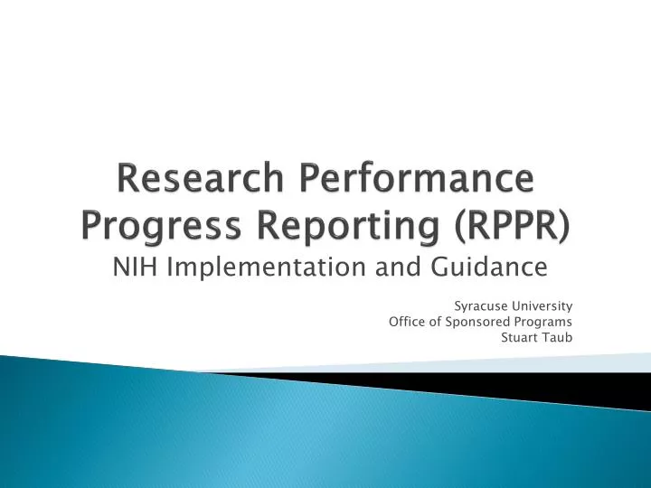 research performance progress reporting rppr