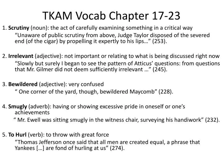 tkam vocab chapter 17 23