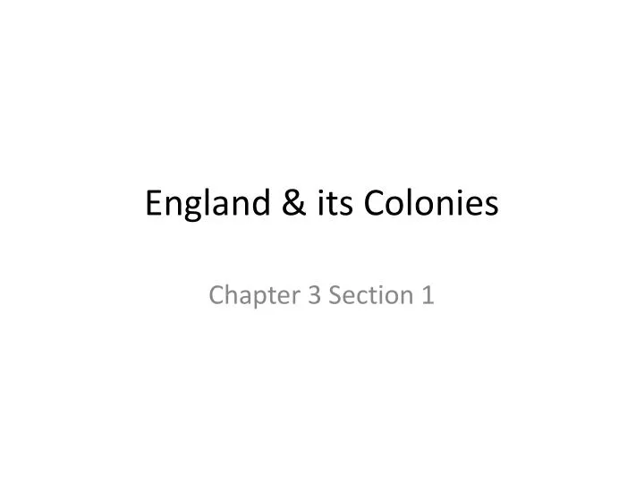 england its colonies
