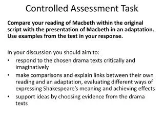 Controlled Assessment Task