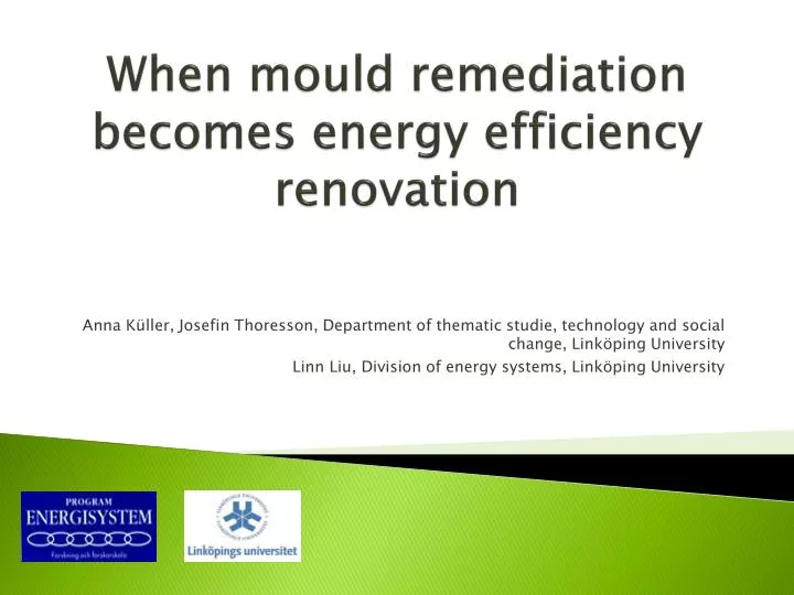when mould remediation becomes energy efficiency renovation