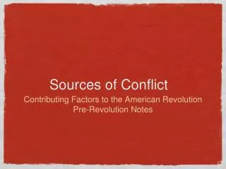 Sources of Conflict