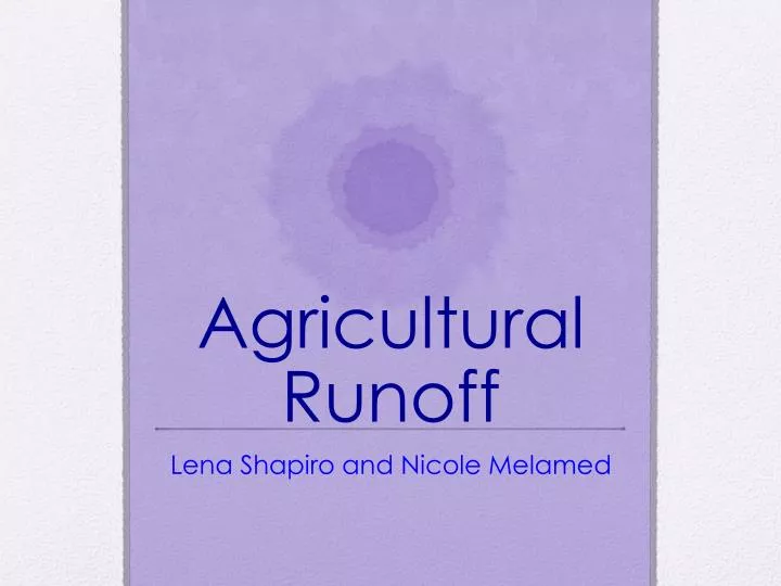 agricultural runoff