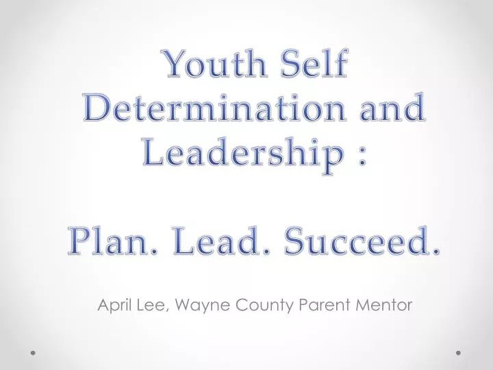 youth self determination and leadership plan lead succeed