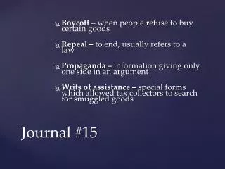 Journal # 15