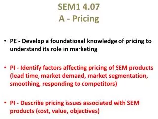 SEM1 4.07 A - Pricing