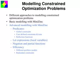 Modelling Constrained Optimization Problems