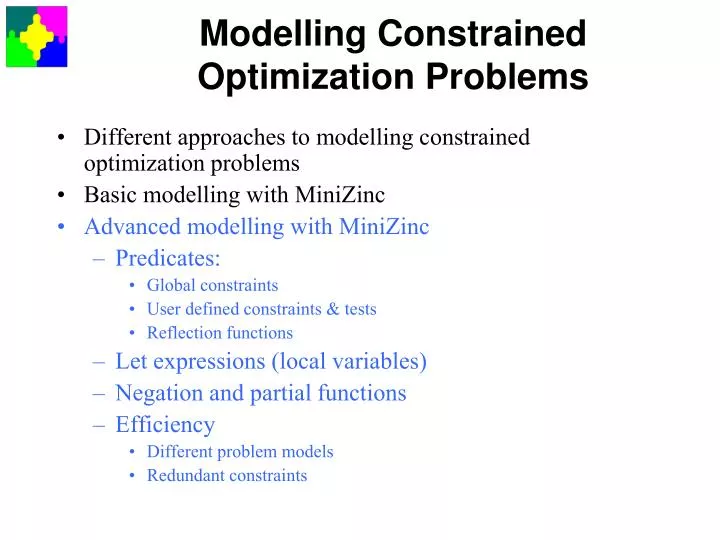 modelling constrained optimization problems