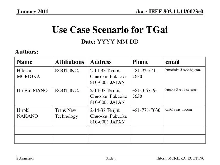 use case scenario for tgai