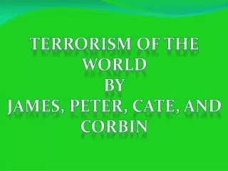 Terrorism of the world By James, Peter, Cate , and Corbin